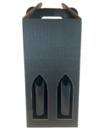 Gaveæske riflet sort 2 fl. - Helflaske 75 cl. - Slagelse Vinkompagni