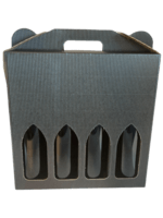 Gaveæske riflet sort 4 fl. - Helflaske 75 cl. - Slagelse Vinkompagni