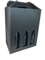 Gaveæske riflet sort 6 fl. - Helflaske 75 cl. - Slagelse Vinkompagni