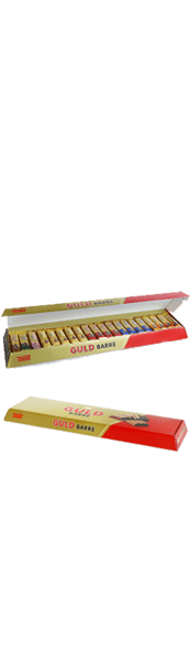 Toms Kæmpe Guldbarre i æske 1,8 kg. Slagelse Vinkompagni