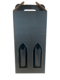 Gaveæske riflet sort 2 fl. - Helflaske 75 cl. - Slagelse Vinkompagni