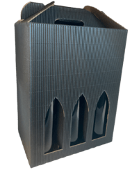 Gaveæske riflet sort 6 fl. - Helflaske 75 cl. - Slagelse Vinkompagni