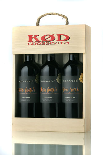 Vin Trækasse med logo 3 flasker