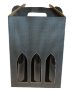 Gaveæske riflet sort 3 fl. - Helflaske 75 cl.